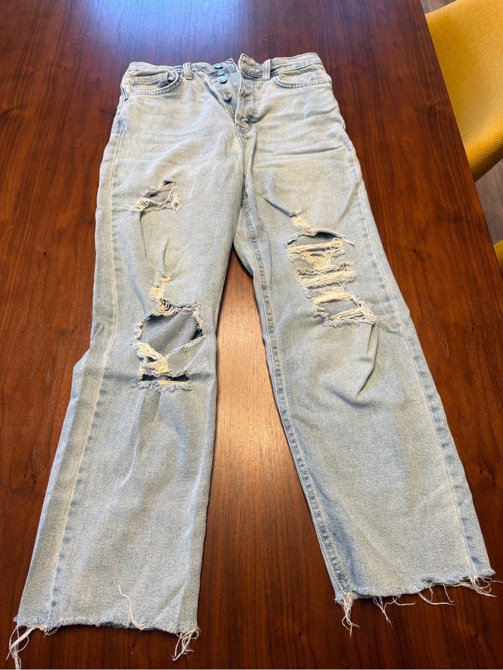 wild fable Light Blue Distressed Wide Leg Jeans